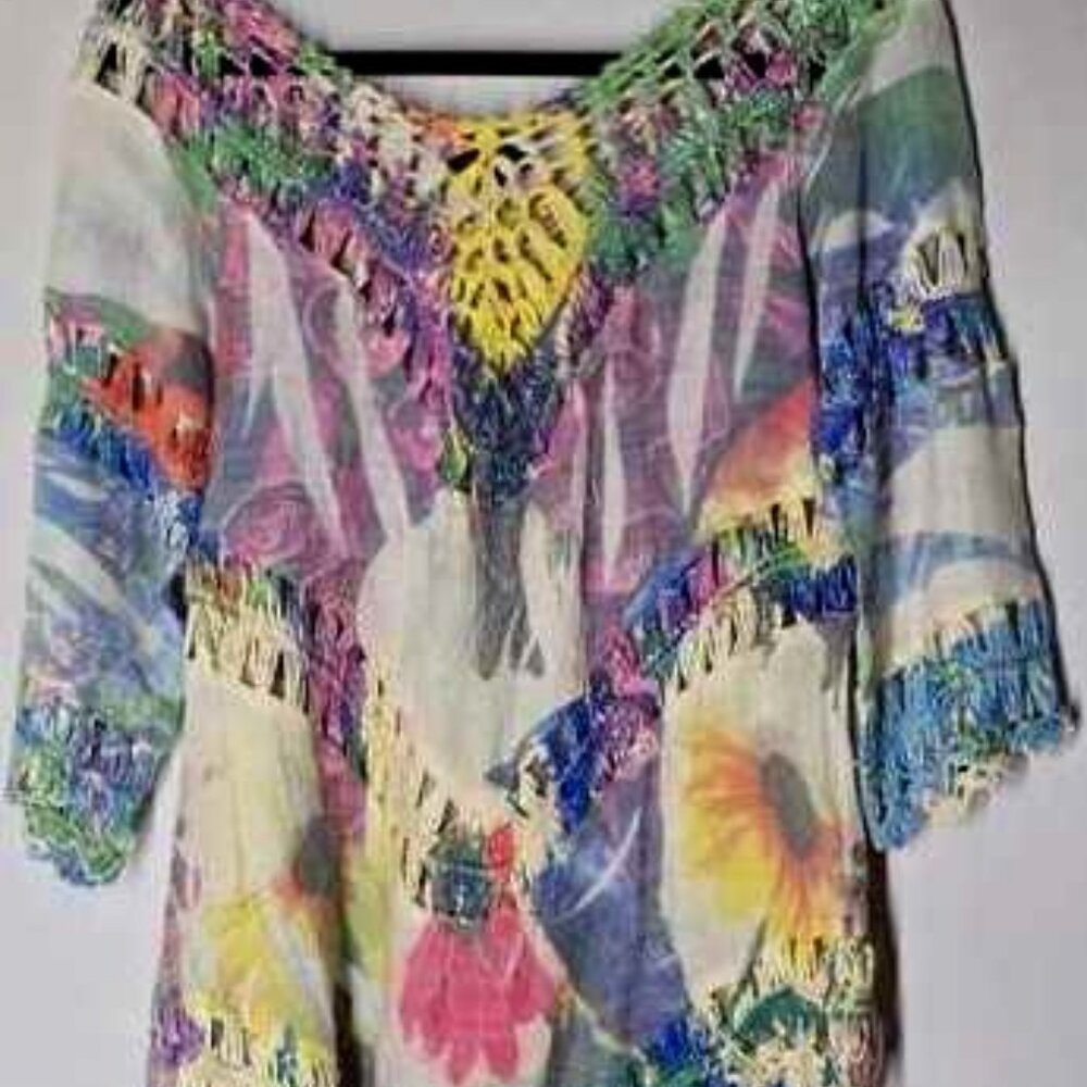 NWOT - Anthropologie Dor Dor Couture - Crochet Colorful Tunic Top - Medium